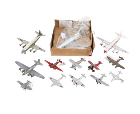 A collection of diecast aircraft. Including two Dinky Toys 60E Vickers Viscounts, a Dinky Toys Shooting Star and Meteor, Dink