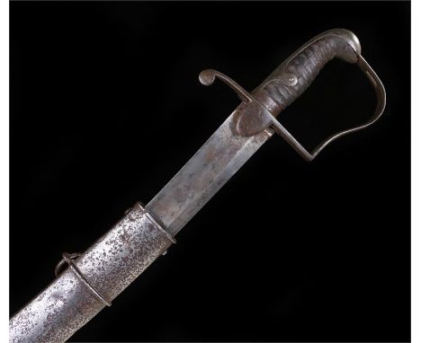 1796 pattern Light Cavalry Troopers sword with unmarked blade as issued to yeomanry regiments. In a steel scabbard