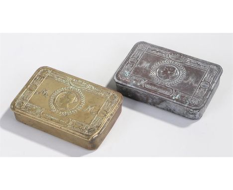 Two First World War Christmas tins, of typical form, (2)