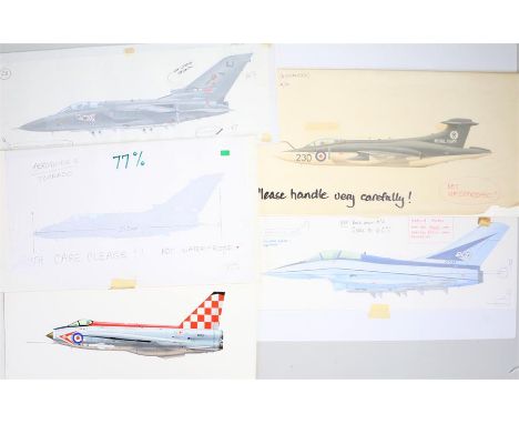 Original book illustrations for Aeroplane book Airguide, by M Keep, to include Lighting, Tornado, 5, Panavia Tornado, British