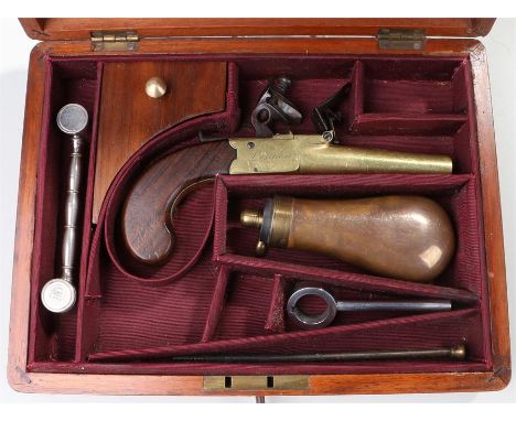 Bunney of London late 18th Century flint-lock box-lock pocket pistol with turnoff barrel, lock engraved London and Bunney box