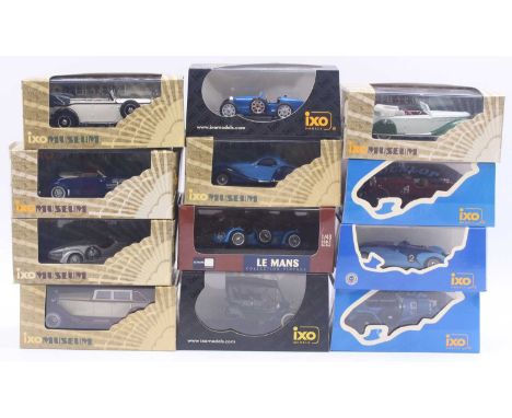 Ixo Museum and other series 1/43 group of 12 cased diecasts to include; Cord 812 Convertible Phaeton 1937, Bugatti Type 57G 1