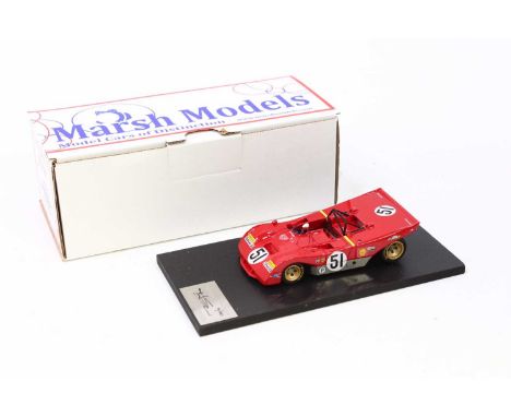 A Marsh Models No. MM230 1/43 scale factory hand built model of a 1971 Ferrari 312PB comprising red body with racing No. 51 a
