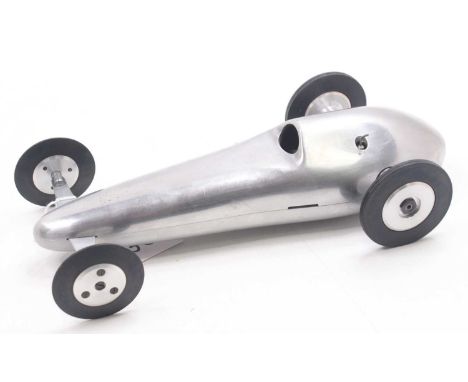 Exceedingly rare Hungarian 2.5cc tether car based on a cast pan and top. 2.5cc Moki twinshaft diesel, rare in itself being co