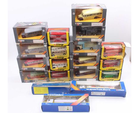 Collection of 19 various boxed Corgi Public Transport and Commercial vehicles, to include No.469 Barratt Double Decker Bus, a