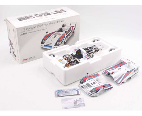 TSM Model Scale Miniatures 1/18 scale diecast model of a 1977 Porsche 936/77 Le Mans 24 hour, housed in a foam packed pictori