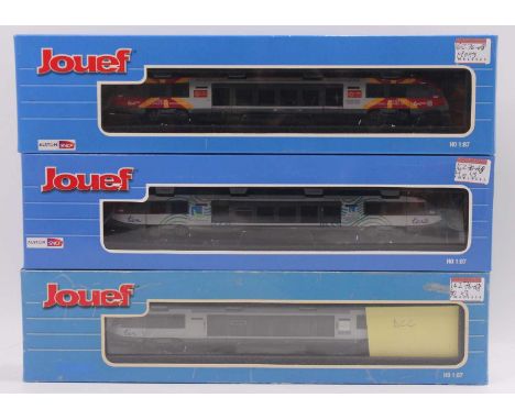 Three Jouef HO gauge Autorail Diesels, to include a X73500, in SNCF Rohne Alpes livery, possibly DCC, an X73654, in Basse Nor
