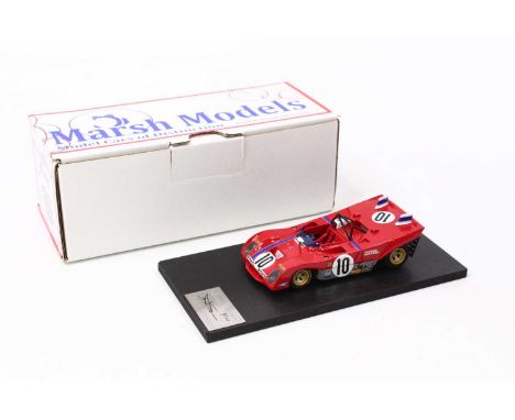 A Marsh Models No. MM260 1/43 scale factory hand built model of a Ferrari 312PB Brands Hatch race car comprising red body wit