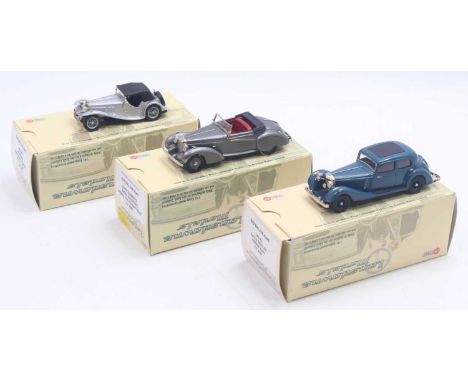 Lansdowne 1/43 scale group of 3 white metal models to include; 1939 Lagonda V12 Rapide Drophead Coupe in Gunmetal Grey, 1938 