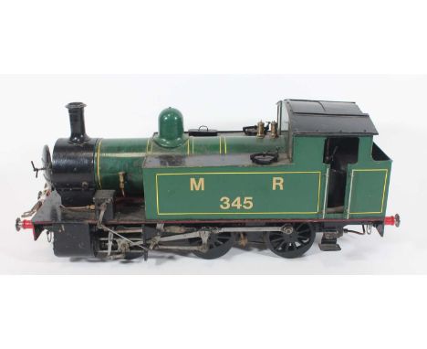 5 inch gauge 0-6-0 tank loco, in MR lined green livery, no.345, fitted with a hand water pump, a whistle, a mechanical lubria