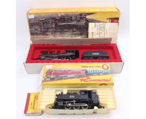Two Rivarossi 0 gauge locos to include a 382 Cannon Ball run 4-6-0 loco in I.C.R.R black and an 0-6-0 tank loco in black, no.