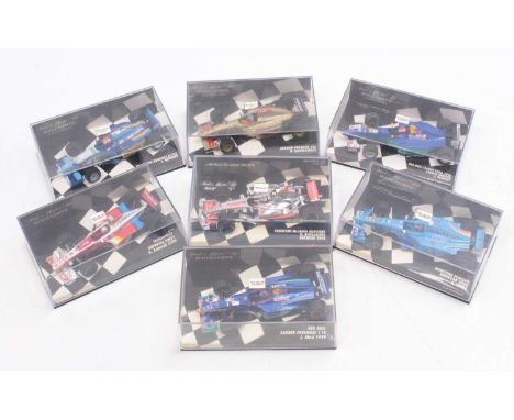 Minichamps 1/43 scale F1 racing plastic cased diecasts to include; Vodafone Mclaren Mercedes Showcar 2008, Redbull Sauber For