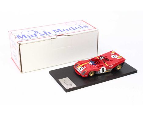 A Marsh Models No. MM260 1/43 scale factory hand built model of a Ferrari 312PB Brands Hatch Race car, comprising red body wi