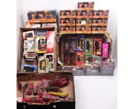4 boxes containing mostly boxed modern issue diecast to include; Matchbox Models Of Yesteryear 1932 Ford AA Fire Engine, Bura