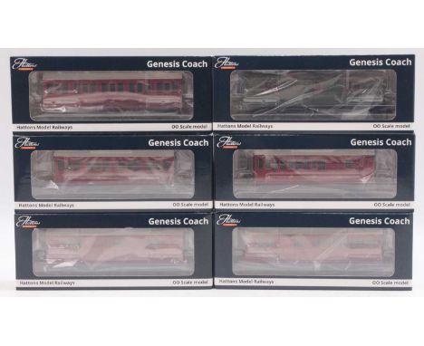 Six Hattons 00 gauge four and six wheel coaches, to include a 4-wheel Brk 3rd in SECR livery with working lighting, a 4-wheel