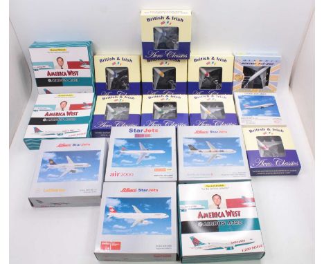 One tray containing 15 diecast aircraft to include Aviation Retail Direct Boeing 747, a Schuco star jet, an Airbus A319, a Sc