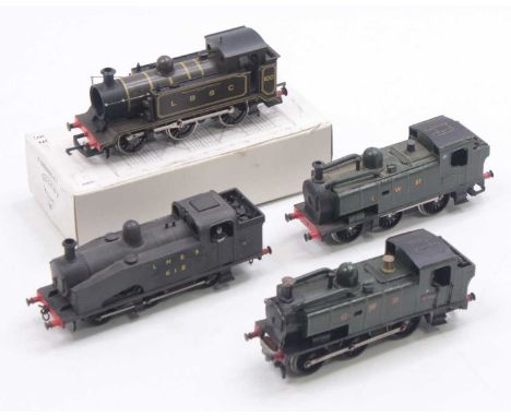 Four kit built or modified 00 gauge locos to include a kit built GWR 97xx in GWR unlined green, no.9700, fitted to a Triang c