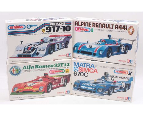 Mitsuwa 1.28 scale plastic kits 1969-70 Le Mans Series open, 615 Porsche 917-10 ‘Martini’ #3 M.Donahue, 616 Matra Simca 670C 