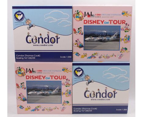 One tray containing four 1/200 scale aircraft in promotional liveries, to include a Condor Boeing 767 in the Peanuts livery a