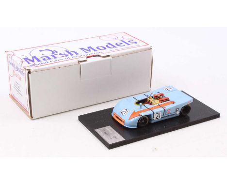 A Marsh Models 1/43 scale factory hand built model of a MM208M21 Porsche 908/3 Nurburgring 1970 race car, finished in light b
