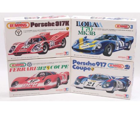 Mitsuwa 1.28 scale plastic kits 1969-72 Le Mans Series, 612 Porsche 917 ‘Martini’ #21 V. Elford, 611 Porsche 917K ‘Shell’ #23