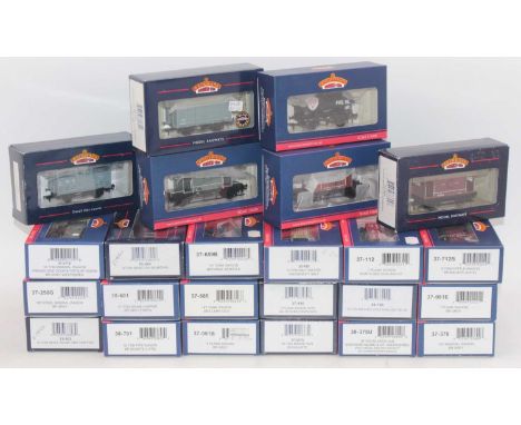 Twenty-four 00 gauge Bachmann Branchline wagons to include petrol tankers, private owner wagons, guards vans, mineral wagon, 