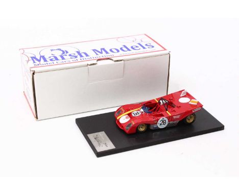 A Marsh Models No MM260 1/43 scale factory hand built model of a Ferrari 312PB Buenos Aires racing car, comprising red body w