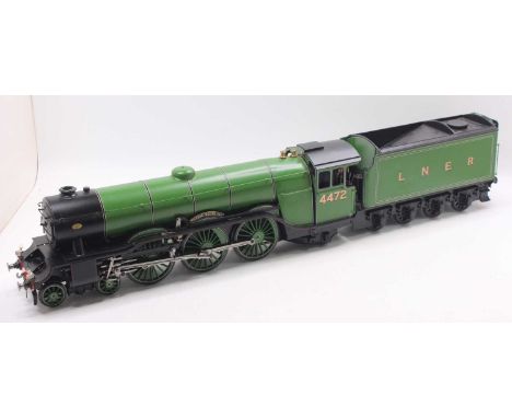 2.5 inch gauge A3 in LNER lined apple green, no.4472, "Flying Scotsman", coal-fired example, fitted with a fully sprung main 