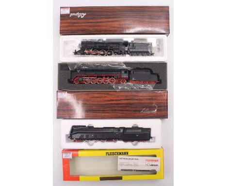 Three HO gauge locos to include a Liliput DR-LOK 12 in lined black livery, no.21410, a Liliput BR 45 Class, in DB black, no.4