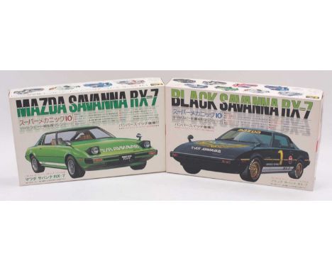 Fujimi 1.24 scale plastic kits, SM.6 1976 Mazda RX-7 Savanna Rotary Sports &amp; SM.10 1976 Mazda RX-7 ‘Black’ Savanna #1 Rac