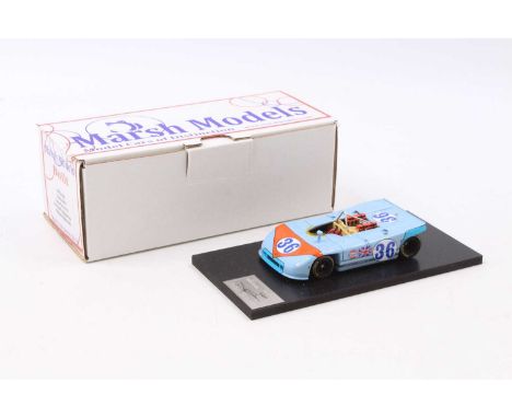 A Marsh Models 1/43 scale factory hand built model of a MM231B36 Porsche 908/3 Targa Florio 1970 race car, finished in light 