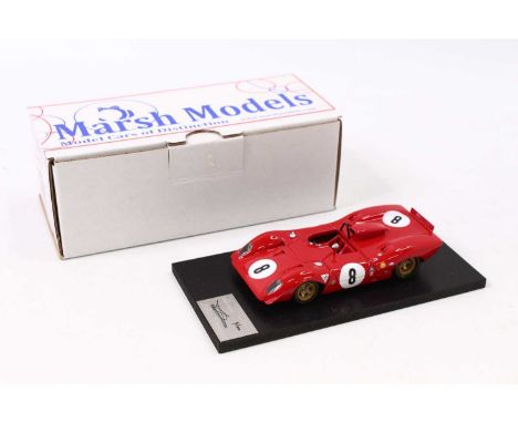 A Marsh Models No. MM183 1/43 scale hand built model of a Ferrari 312P 1969 Spa race car, as driven by Schetty &amp; Andretti