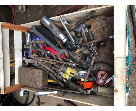 Box of assorted tools from house clearance 