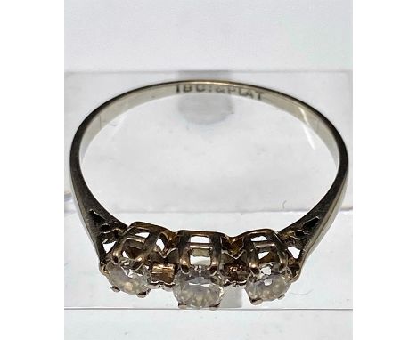 18k gold and platinum diamond ring, w: 2.07 gms, size 4