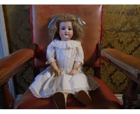 A beautiful  vintage (Victorian/Edwardian era) Armand Marseille Composite doll with bisque face marked '390' Germany. Fully a