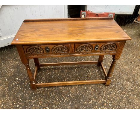 Oak console table with 2 drawers 