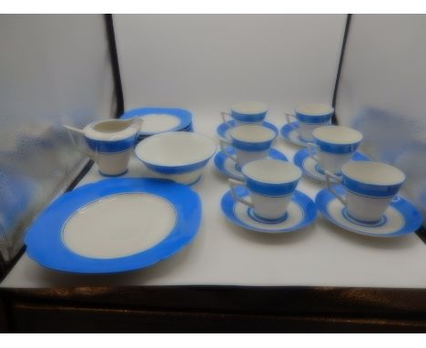 czech part tea service in blue and white 21 pieces