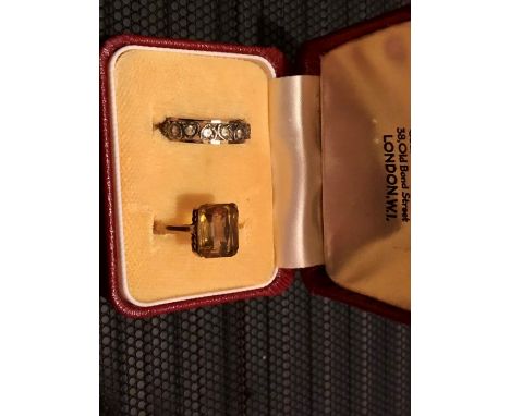 9ct Dress Ring 2.5 grams and yellow &amp; white metal Eternity Ring with Heart Design ( missing one stone ) 1.9 grams 
