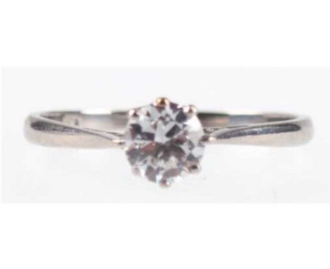   Ring, Platin, besetzt Brillant von ca. 0,25 ct. in durchbrochener Fassung, RG 52          
