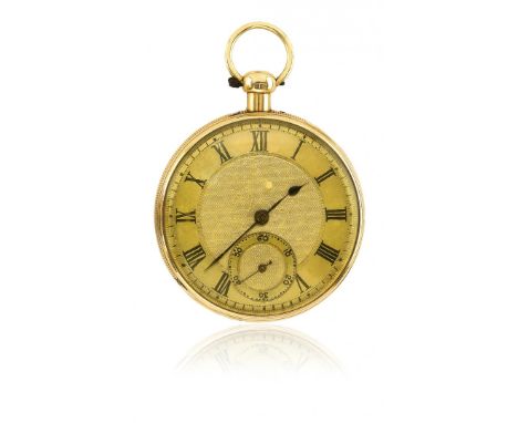 OROLOGIO DA TASCA INGLESE A CHIAVETTA, SCAPPAMENTO DUPLEX, FIRMATO VINER, PERIODO 1820 Cassa in oro a quattro corpi, carrure 