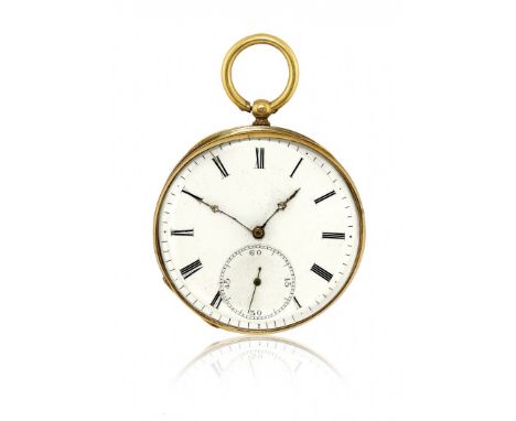 LOTTO DI DUE OROLOGI DA TASCA SVIZZERI A CHIAVETTA IN ORO, PERIODO 1850 Casse in oro a quattro corpi, cuvette in metallo dora