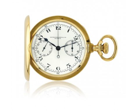 OROLOGIO DA TASCA SAVONETTE A REMONTOIR PATEK PHILIPPE CON CRONOGRAFO E CONTATORE DEI 30 MINUTI, PERIODO 1915 CIRCA Cassa “ba