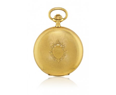 OROLOGIO DA TASCA SAVONETTE A REMONTOIR LONGINES, 1890 Cassa “bassine" a quattro corpi in oro 18K, n. 2893814, decorata a gui