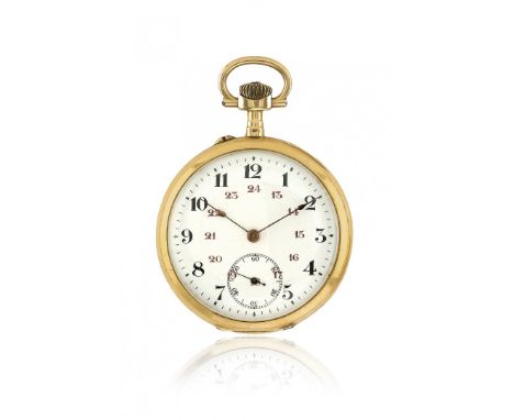 LOTTO DI DUE OROLOGI DA TASCA A REMONTOIR IN ORO, PERIODO 1890 E 1920 Cassa a quattro corpi in oro, uno con monogramma sul re