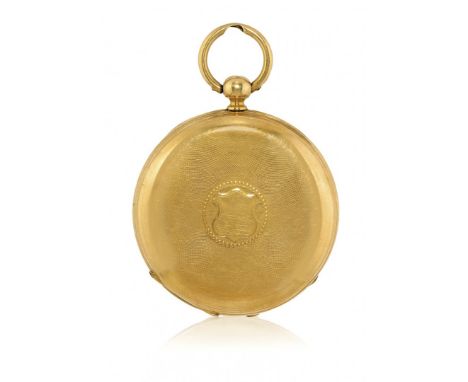 LOTTO DI DUE OROLOGI A CHIAVETTA IN ORO, PERIODO 1840 Casse in oro a quattro corpi, cuvette dorate, fondelli rispettivamente 