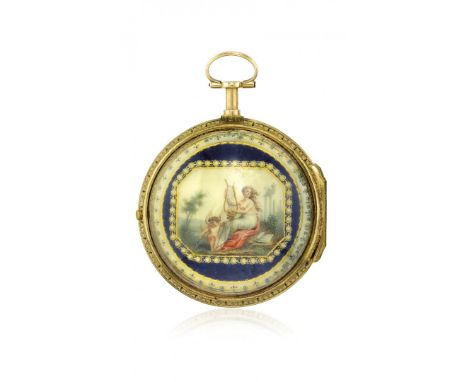 OROLOGIO DA TASCA A CHIAVETTA CON SMALTO, RIPETIZIONE A QUARTI E CALENDARIO, FIRMATO BREGUET, PERIODO 1790 Cassa a due corpi 