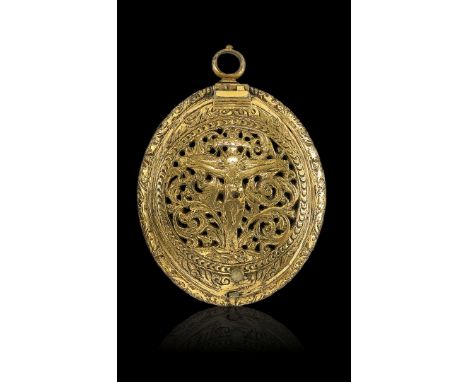 LA COLLEZIONE MARIO F. CARLEO - OROLOGIO DA PETTORALE DELLA SECONDA METÀ DEL 1600, MECCANICA DEL 1800 Cassa in metallo dorato