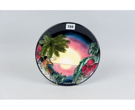 A Moorcroft pottery limited edition (1012/2000) year 2000 collector's plate, decorated in the 'Birth of Light' pattern, impre