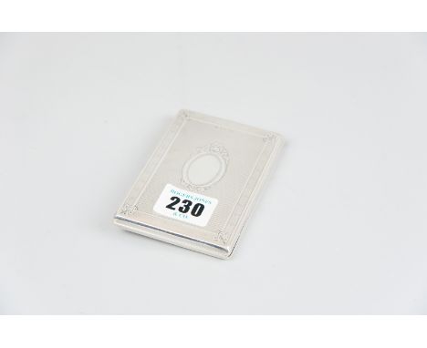 A card case - an engine turned silver card case with fitted compartmented interior, uninscribed cartouche to the lid by Georg