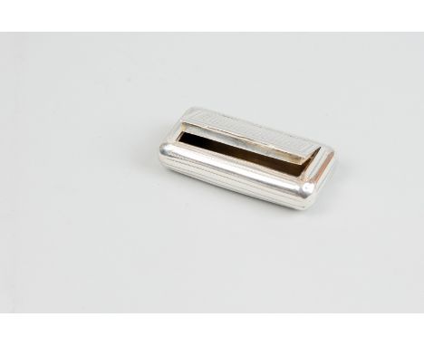 A snuff box - an oblong Georgian silver snuff box with diamond incised decorative lid, 1.4 ozs, London 1808, possibly by John